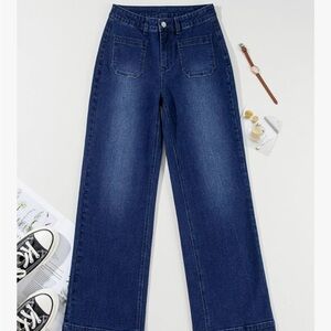 High-Rise Wide-Leg Jeans in Deep Blue
